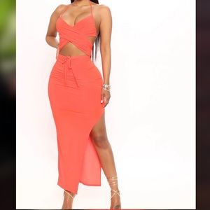 Orange Two-Piece Skirt Set